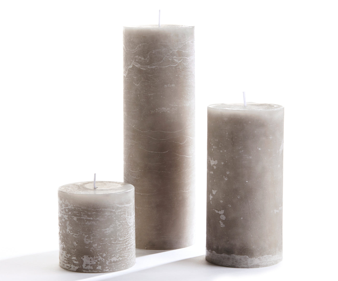 3x3 Rustic Unscented Pillar Candle-Grey