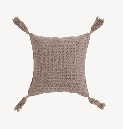 Crochet Pillows with Tassels-Taupe