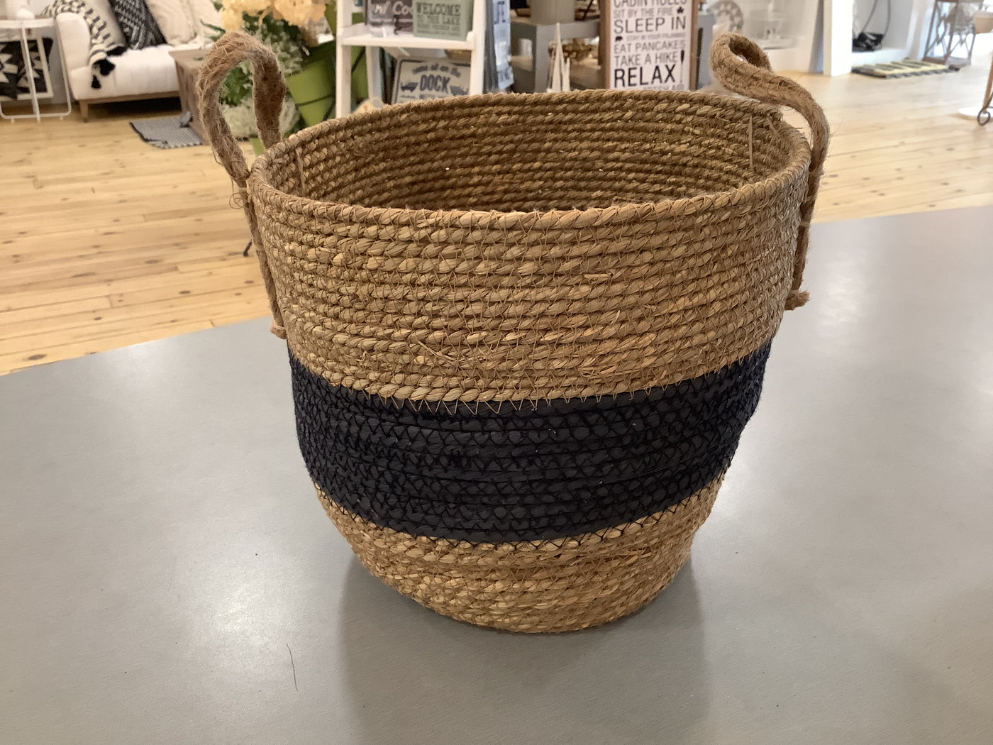 Black + Natural Basket with Handles