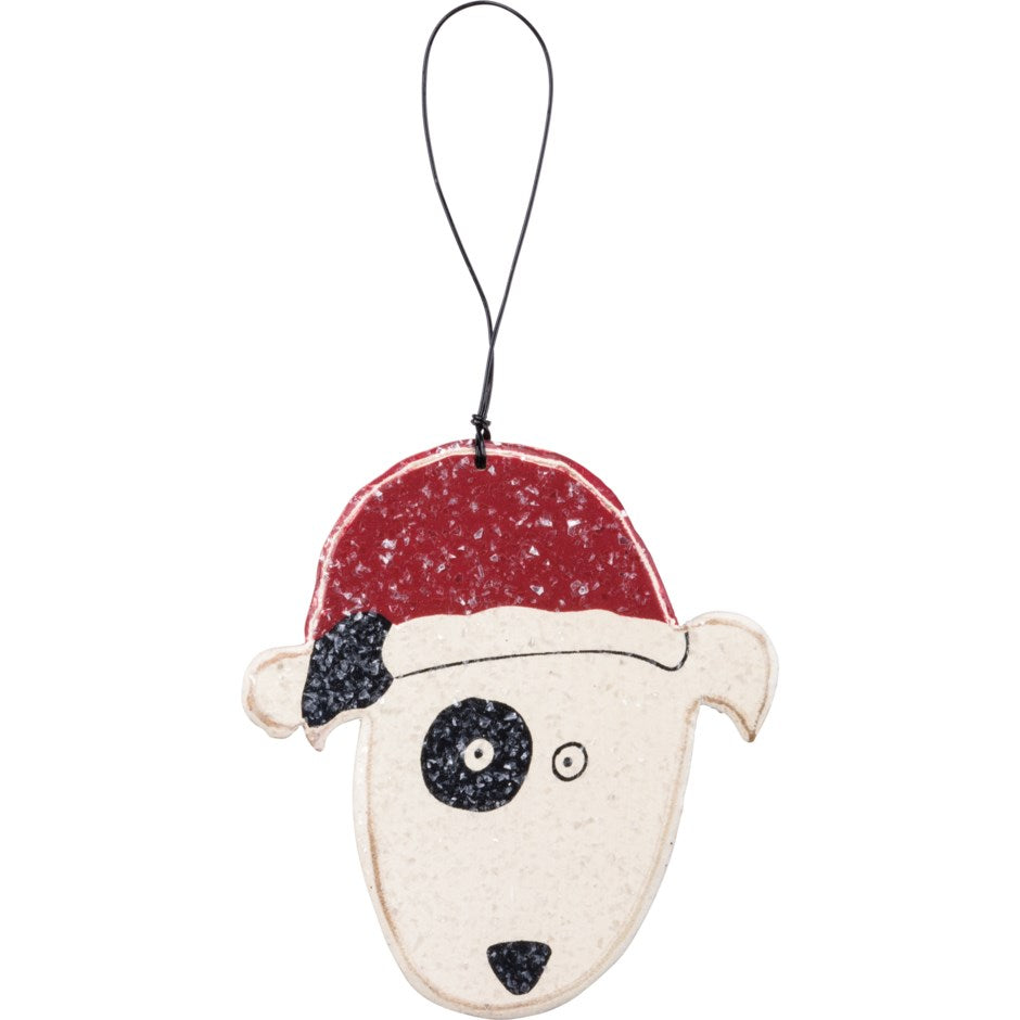 Wooden Dog Face Ornament