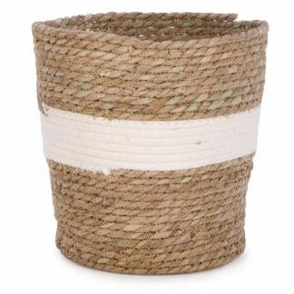 Natural Weaved Basket-White Band
