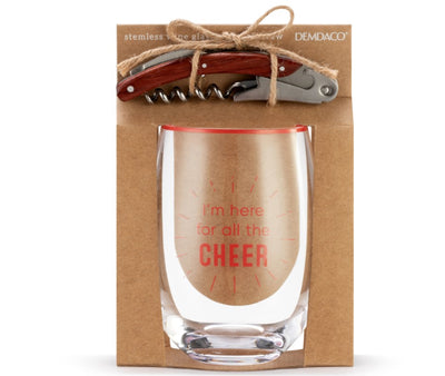Wine Glass + Corkscrew Set-All The Cheer